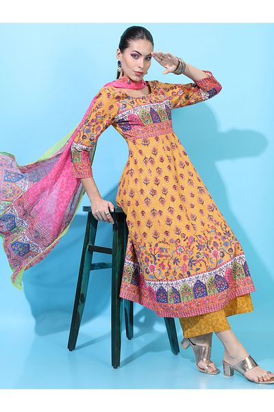 Vishudh By Styli Women Multi Colored Floral Printed Cotton Kurta Set
