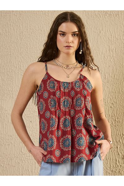 Sanskrutihomes By Styli Printed Strappy Round Neck Top