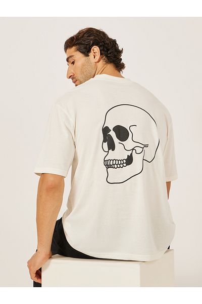 Styli Front and Back Skull Print Oversized T-Shirt