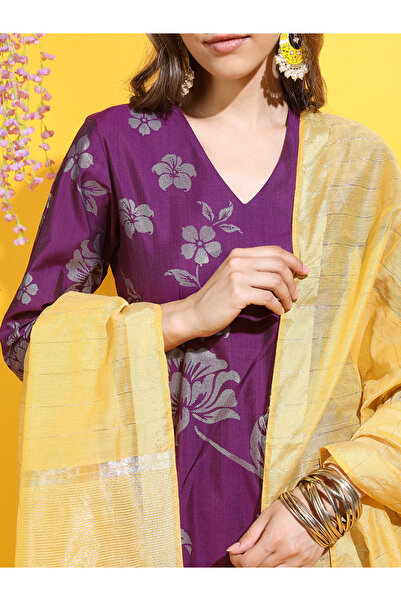 Vishudh By Styli Vishudh Women Floral Kurta with Trouser & Dupatta
