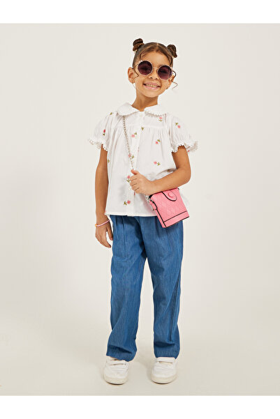 Styli Floral Embroidered Puff Sleeve Shirt