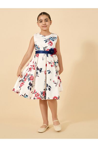 Styli Printed Pleated Sleeveless Dress