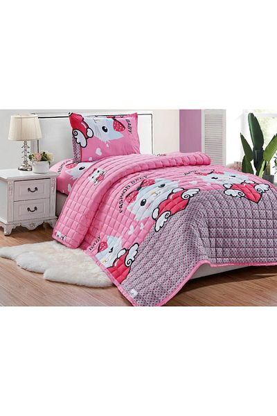 Moon Single Bedspread, 3-Piece Compressed Quilt Set with Children's Drawings, Quilt Size 160x210 cm