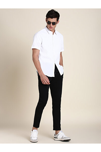 Dennis Lingo By Styli Men Black Straight Leg Mid-Rise Pants