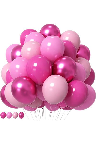 BALON DİYARI 35 Pieces Pink Balloon Set Pink Balloons, for Birthday, Baby Shower, Pink Themed Decorations