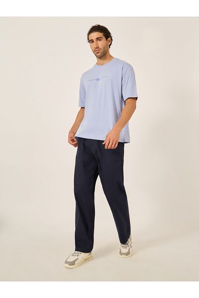 Styli Slub Twill Relaxed Fit Pants with Drawcord Waistband