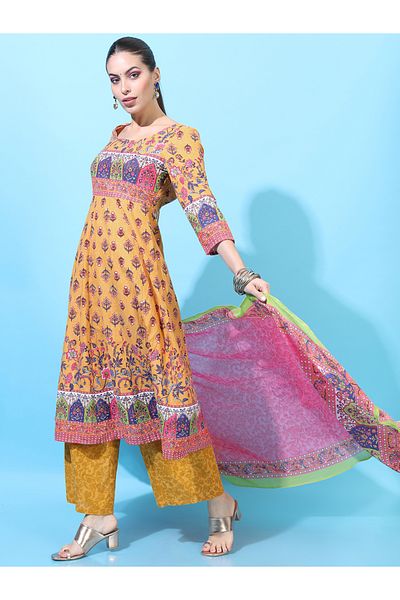 Vishudh By Styli Women Multi Colored Floral Printed Cotton Kurta Set