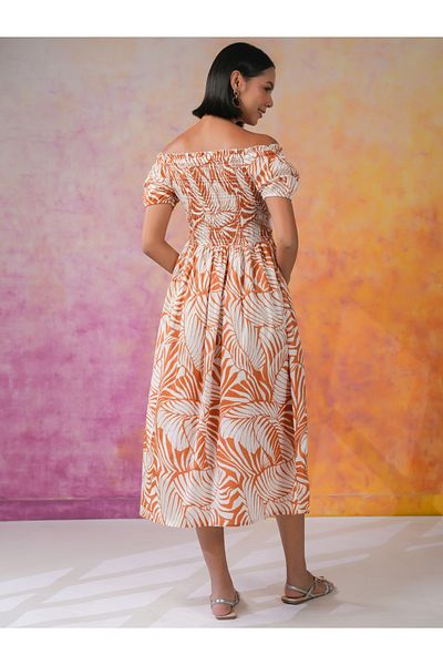 Sanskrutihomes By Styli Floral Print Fit and Flare Midi Dress