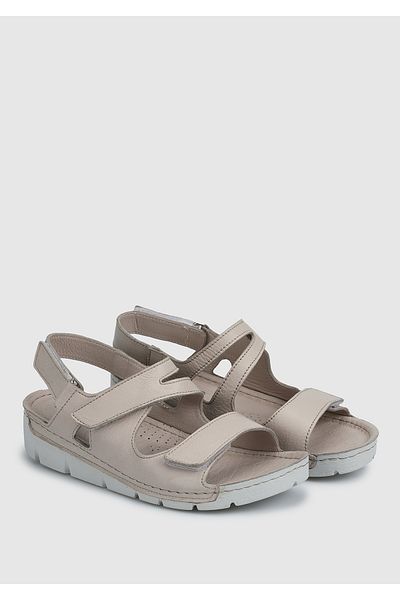 Eclipse Women's Beige Leather Flat Sandals