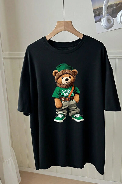 cc collection Tricou oversize negru unisex cu imprimeu Ormancı Bear - Design ...