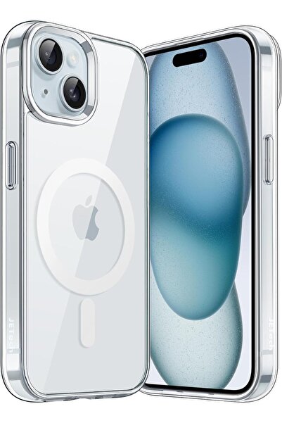 Kipgsm İphone 15 Uyumlu Kılıf Kamera Korumalı Magsafe Şarj Destekli Sert Şeff...