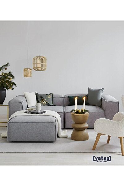 Mobilya Stant Most Mollis 3 Modül Köşe Koltuk 32 Gri Keten Kumaş Yumuşak Süng...