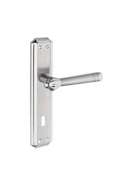 zerafev Lüks Yalı Koleksiyonu Gizem Aynalı Alüminyum Kapı Kolu (Kapı Kulbu) (Oda Tipi) Nikel - Saten