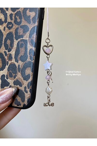 bettymettys Love Charmlı Denizkabuğu Boncuklu y2k Coquette Telefon Charmı Tel...