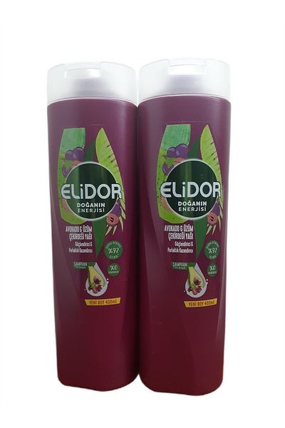 Elidor Energy of Nature Avocado and Grape Seed Oil 400 Ml X 2 Pieces Hair Care Shampoo