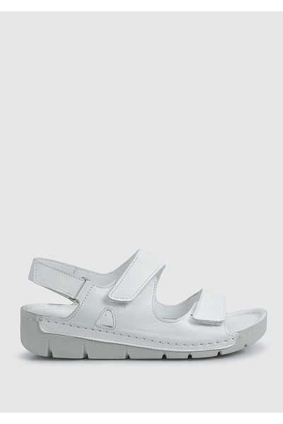 Eclipse Women's White Leather Flat Sandals