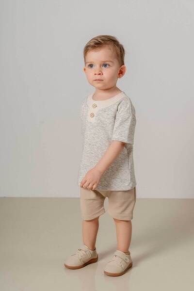 bombe Baby Kids Beige Cotton 2-Piece Shorts Set Trend Fashion Bottom Top Set
