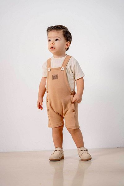 bombe Baby Kids Natural Cotton 2-Piece Jumpsuit Set Trend Fashion Bottom Top Set