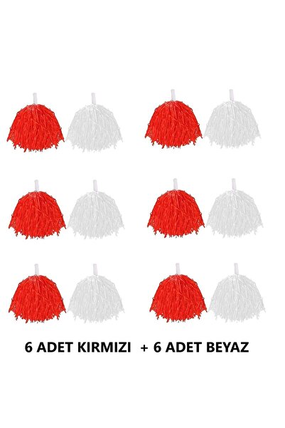 LOTUS PARTY 23 Nisan Ponpon Metalik Kırmızı- Mat Beyaz Ponpon - Amigo Gösteri...