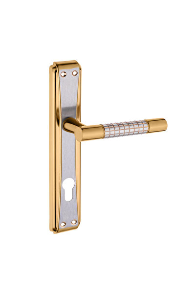 zerafev Lüks Stil Lale Aynalı Alüminyum Kapı Kolu (Kapı Kulbu) (Oda Tipi) Altın - Saten