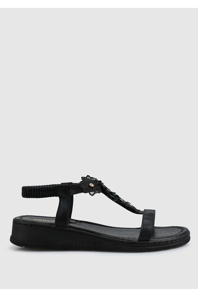 Provoq Sandale plate negre de damă