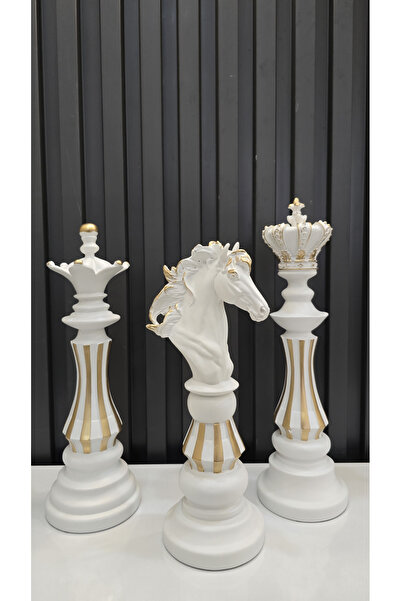 YNSK Dekoratif Büyük Boy Satranç Figür Seti 3 lü (Şah, Vezir, At)