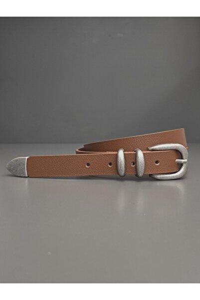 Kemerix 100% Genuine Leather Pewter Coated Tool Buckle Tan Belt