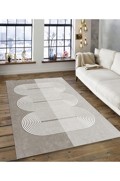 Dijidekor Shine M(119) Mink Fringeless, cu bază anti-alunecare, covor decorat...