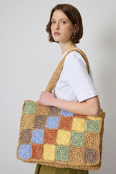 Touché Privé Colorful Checkered Straw Bag
