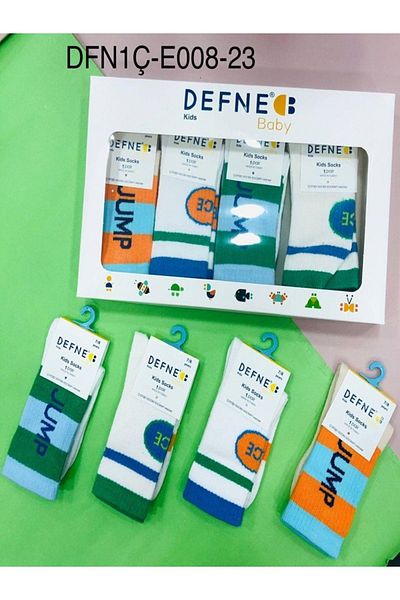 Defne Baby 4 чифта памучни чорапи за момчета, бебета и деца, 5-6 години
