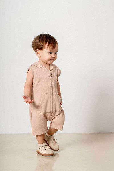 bombe Baby Kids Skin Color Cotton Hooded Comfortable Jumpsuit Trend Fashion Bottom Top Set