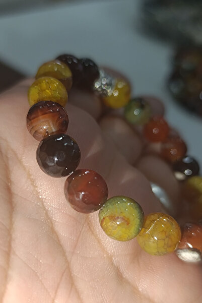 TAŞÇIZADE Renkli Akik 10 mm Faset Kesim Doğaltaş Bileklik