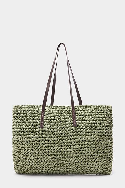 Touché Privé Leather Strap Straw Bag