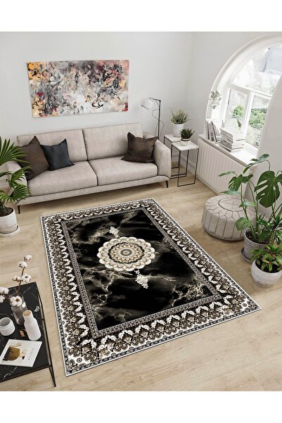 Dijidekor Shine M(6) Brown Fringeless Non-Slip Based Digital cu imprimeu Covo...