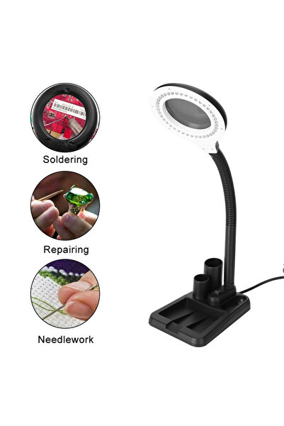 Belle Fusion Esnek 5x /10x,40 Led Işıklı Büyüteç ,lamba Büyüteç Okuma, Çalışma Lehim Masa Lambası A808