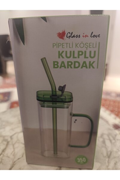 cicitech Class in Love Pipetli köseli kulplu bardak borosilikat Cam