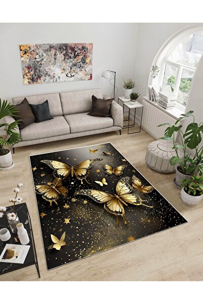 Dijidekor Shine M(275) Μαύρο Αντιολισθητικό Ψηφιακό Διακοσμητικό Χαλί με τύπω...