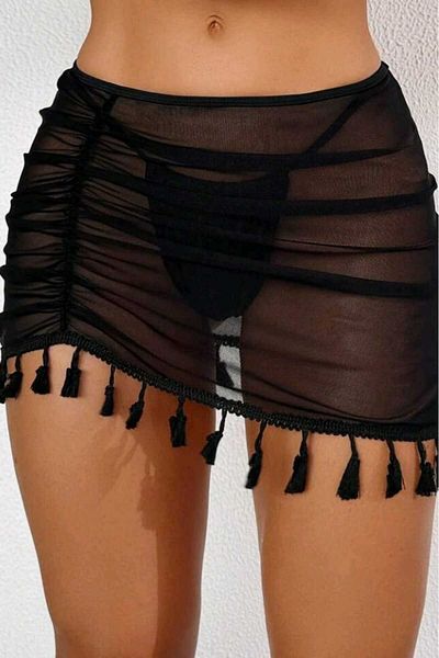 BENİMOLMALI Women's Pareo Swimsuit Top Skirt Mini Sexi Pareo Elastic Waist Sea Skirt