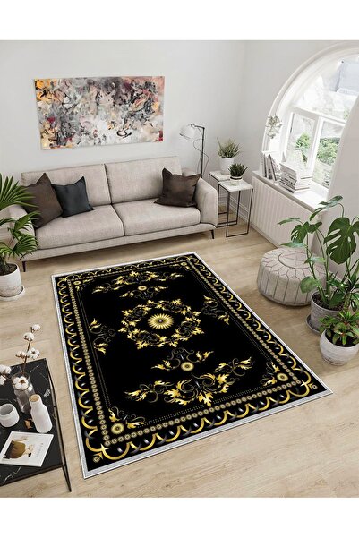 Dijidekor Shine M(277) Μαύρο Αντιολισθητικό Ψηφιακό Διακοσμητικό Χαλί με τύπω...