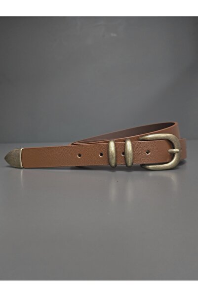 Kemerix 100% Genuine Leather Antique Coated Tool Buckle Tan Belt