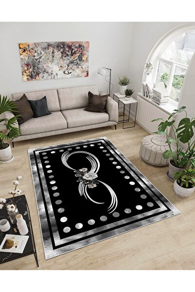 Dijidekor Shine M(74) Μαύρο Αντιολισθητικό Ψηφιακό Διακοσμητικό Χαλί με τύπωμ...
