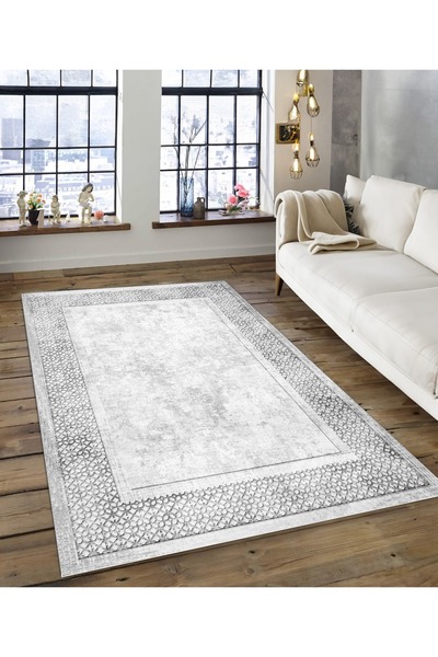 Dijidekor Shine M(116) Beige Fringeless Non-Slip Based Digital Printed Decora...