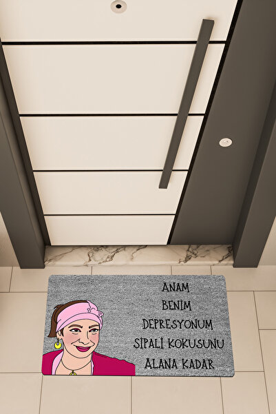 Dormot Home Quality Digital Print Grey, Espiri Depression Theme Door Front Mat