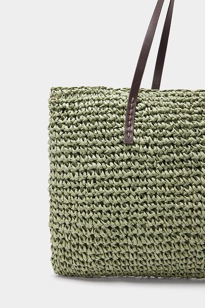 Touché Privé Leather Strap Straw Bag