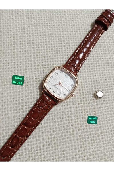Brality   Retro Rose Case Vintage Women's Wristwatch Tan Cord - 0107