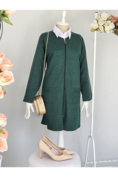 ENDAMIM Ζακέτα Plus Size - Με τσέπες και μεσαίου πάχους