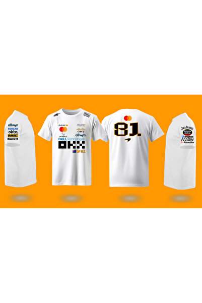 niceworkbynicehands ÖZEL TASARIM F1 SPONSOR BASKILI BEYAZ T-SHIRT