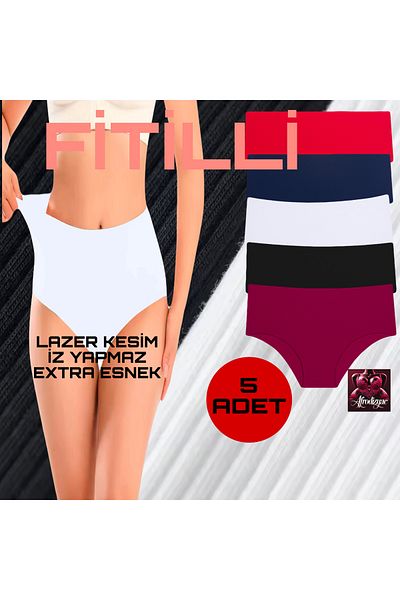 Afrodizyac 5 Pack High Waist Ribbed Laser Cut Non-Marking Seamless Panties (Extra Stretchy and Soft)
