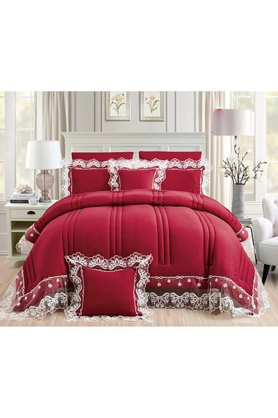Red Rose A double bridal bedspread with a lace design to add beauty and elegance to your room decor, size 240*260 cm