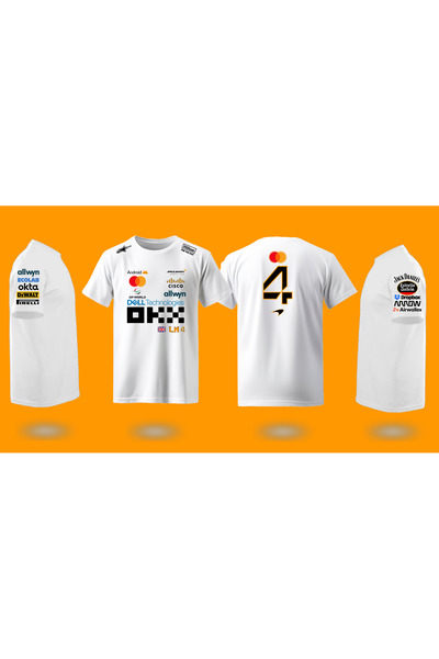 niceworkbynicehands ÖZEL TASARIM F1 SPONSOR BASKILI BEYAZ T-SHIRT